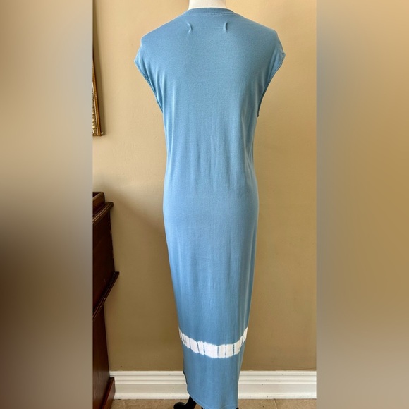 Raquel Allegra Column Dress Muscle Cap Sleeve Maxi Blue Tie Dye Size 1 / Medium - Picture 8 of 11